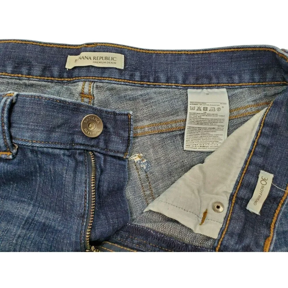 Banana Republic Womens 30 Boyfriend‎ Distressed Blue Jeans